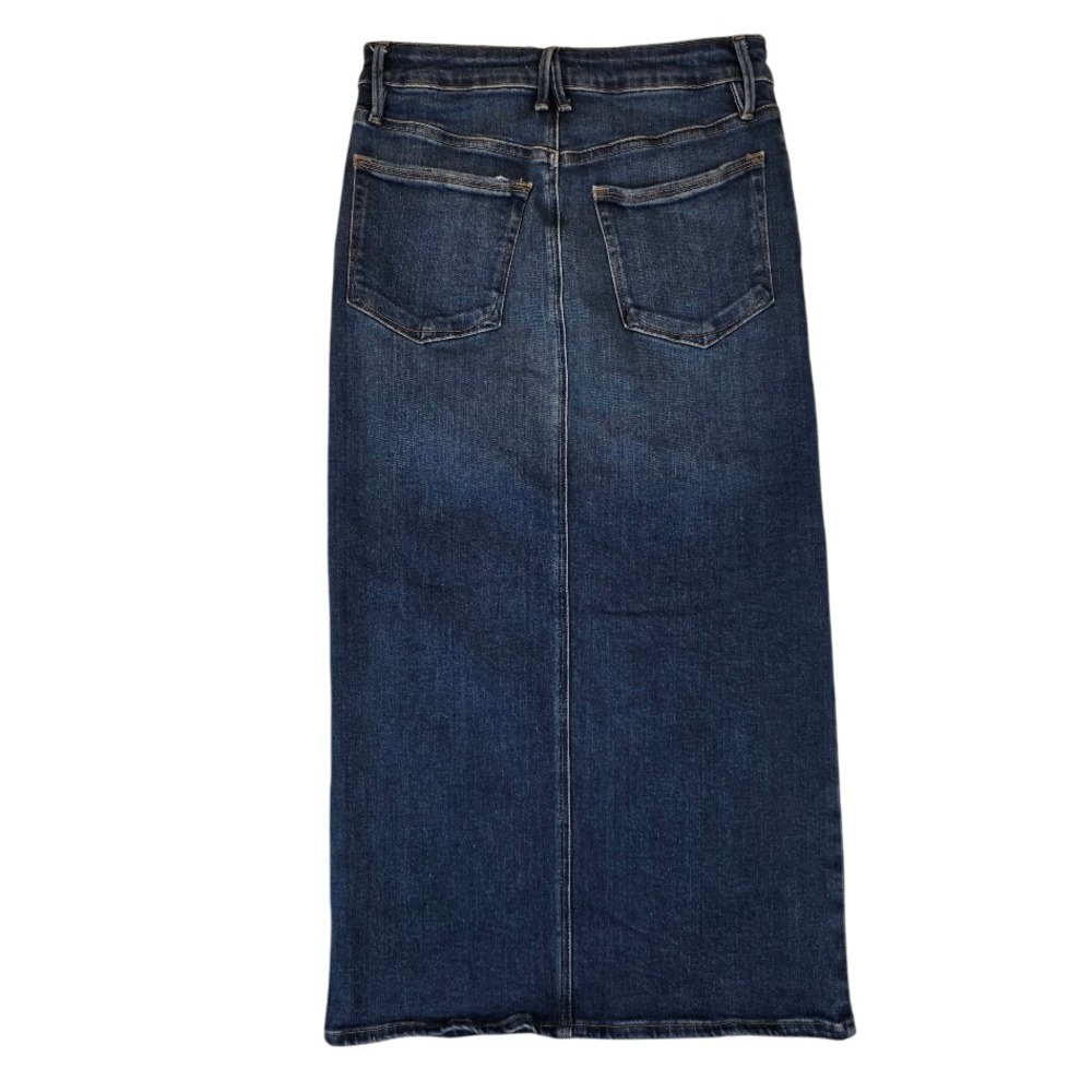 Good American Size 8 / 29 Denim Midi Skirt Blue Slit Front High Rise GSFMS014 - Picture 2 of 10